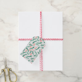Weihnachten Evergreen Boughs und Holly Berries Geschenkanhänger