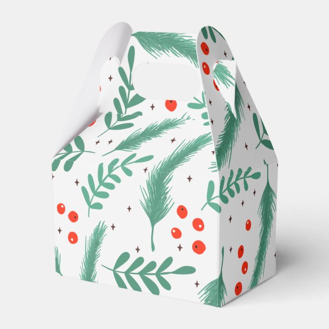 Weihnachten Evergreen Boughs und Holly Berries Geschenkschachtel (Vorderseite)