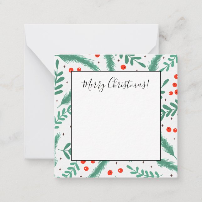 Weihnachten Evergreen Boughs und Holly Berries Mitteilungskarte (Vorderseite)