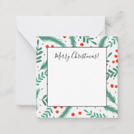 Weihnachten Evergreen Boughs und Holly Berries Mitteilungskarte