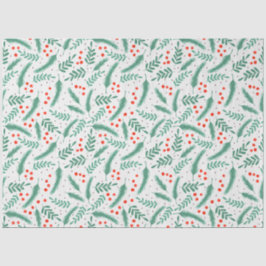 Weihnachten Evergreen Boughs und Holly Berries Seidenpapier