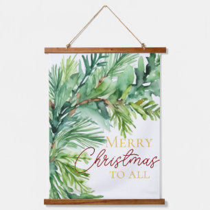 Weihnachten Evergreen Branch Tor Sign Wandteppich Mit Holzrahmen