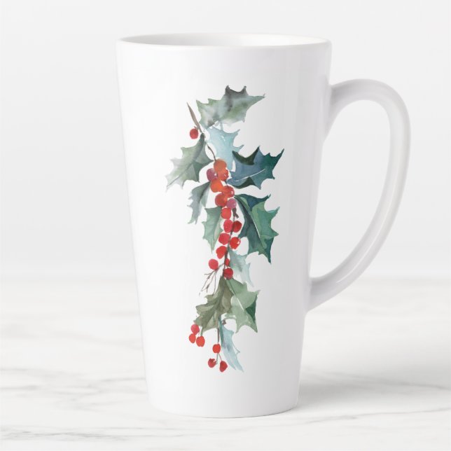 Weihnachten Evergreens Holly und Berries Milchtasse (Rechts)