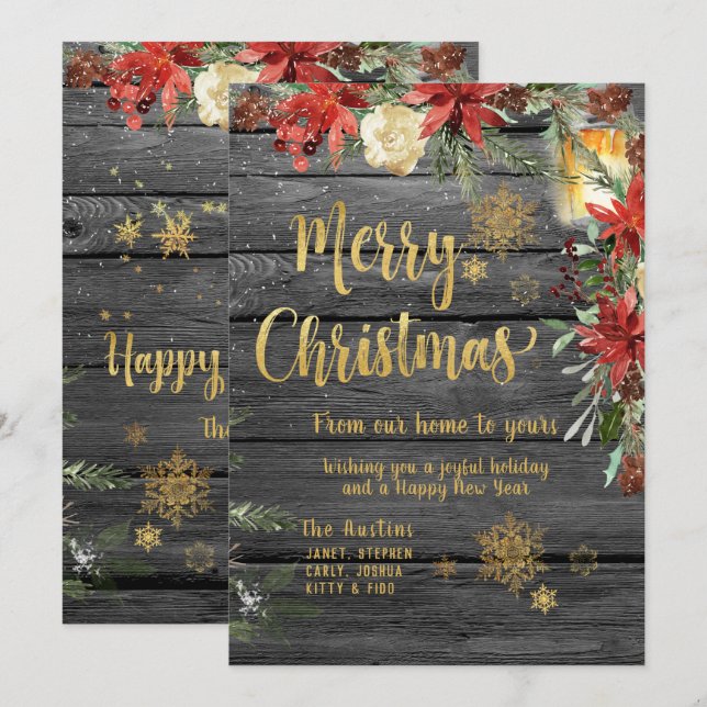 Weihnachten Extravagant Gold Rustic Barboard Card Einladung (Vorne/Hinten)