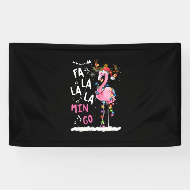 Weihnachten - Fa-La-La-Mingo Flamingo mit Weihnach Banner (Horizontal)
