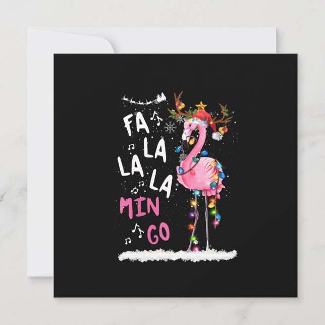 Weihnachten - Fa-La-La-Mingo Flamingo mit Weihnach Einladung (Vorderseite)