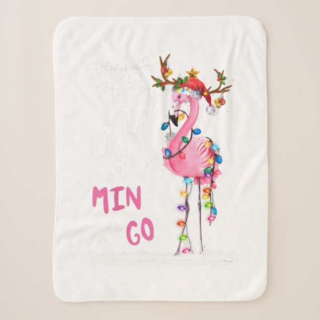 Weihnachten - Fa-La-La-Mingo Flamingo mit Weihnach Sherpadecke (Vorderseite)