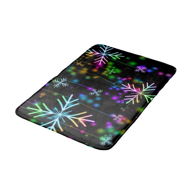 Weihnachten fallen verschiedene Neonfarben Schneef Badematte (Schrägansicht)