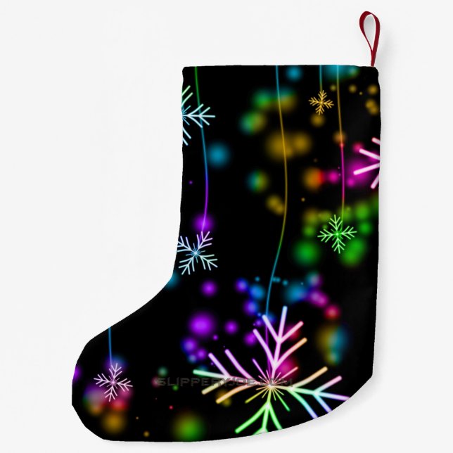 Weihnachten fallen verschiedene Neonfarben Schneef Kleiner Weihnachtsstrumpf (Rückseite)