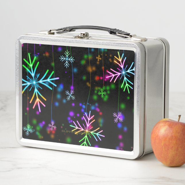 Weihnachten fallen verschiedene Neonfarben Schneef Metall Brotdose (Beispiel)