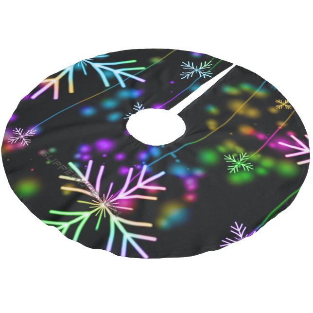 Weihnachten fallen verschiedene Neonfarben Schneef Polyester Weihnachtsbaumdecke (Schrägansicht)