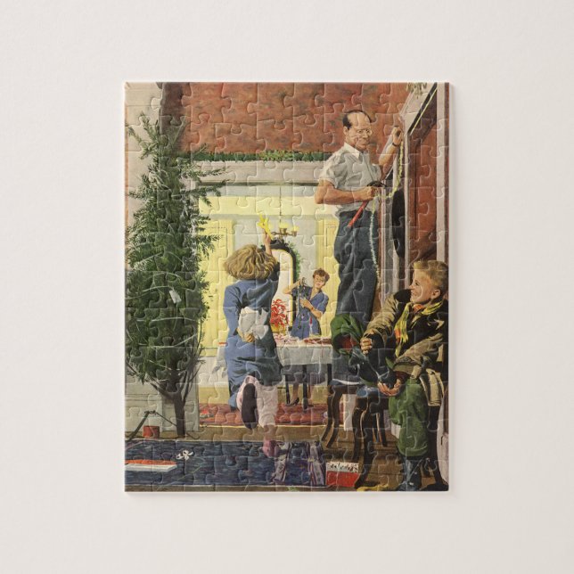 Weihnachten, Familie Dekorieren des Hauses (Vertikal)