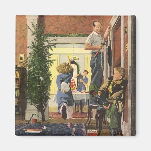 Weihnachten, Familie Dekorieren des Hauses Magnet (Vorne)