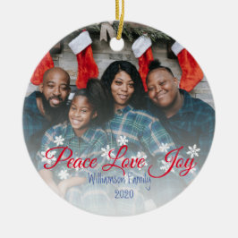 Weihnachten Familie Foto Peace Liebe Joy Keramik Ornament