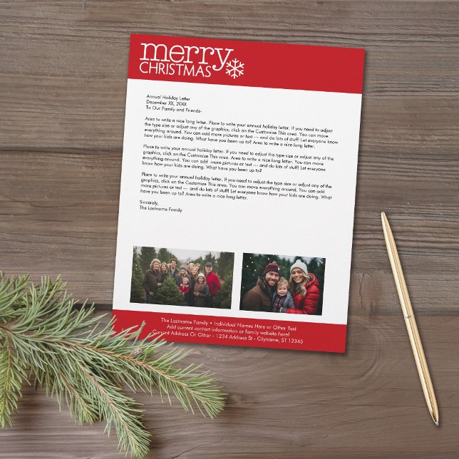 Weihnachten - Familienbrief 2 Foto Briefkopf (Christmas Letter letterhead with 2 photos and custom text)