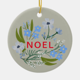 WEIHNACHTEN Familienname Blau, rot Keramik Ornament