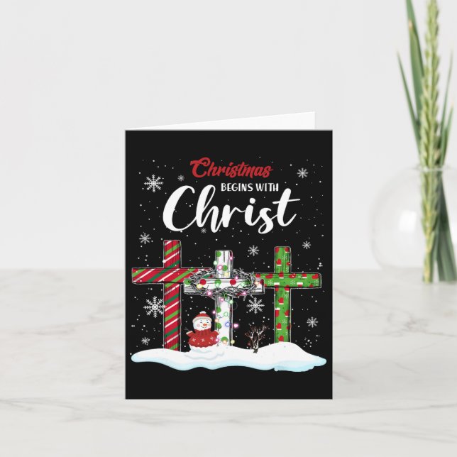 Weihnachten fängt mit Christus Snowman Christliche Karte (Vorderseite)