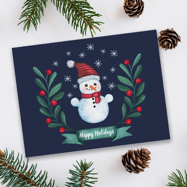Weihnachten Farbe Snowman Custom Navy Blau Postkarte (Von Creator hochgeladen)