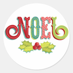 Weihnachten - farbenfrohe Weihnachten Runder Aufkleber