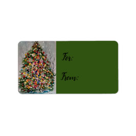 Weihnachten farbiger Baum. Adressaufkleber