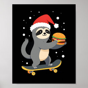 WEIHNACHTEN FAULHEIT Lustiges Weihnachten Skateboa Poster