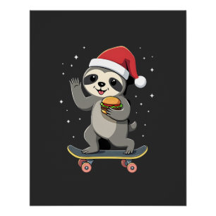 WEIHNACHTEN FAULTIER Lustiges Weihnachten Skateboa Poster