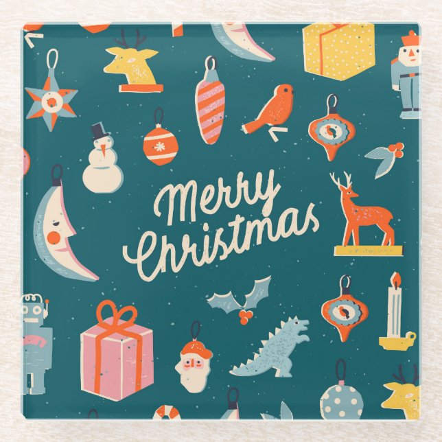 Weihnachten: Feierliche Illustration. Glasuntersetzer (Vorderseite)