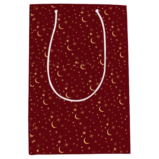 Weihnachten - Feierliche Monde & Stars Mittlere Geschenktüte (Vorderseite)