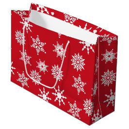 Weihnachten Feierliche Rote und Weiße Schneeflocke Große Geschenktüte