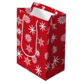 Weihnachten Feierliche Rote und Weiße Schneeflocke Mittlere Geschenktüte