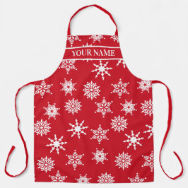 Weihnachten Feierliche Rote und Weiße Schneeflocke Schürze