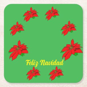 Weihnachten Feliz Navidad Papieruntersetzer Rechteckiger Pappuntersetzer