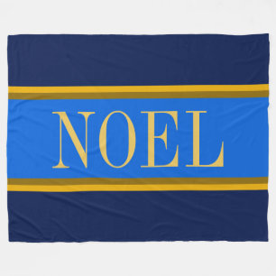 WEIHNACHTEN Festive Bright Blue Golden Brown Navy  Fleecedecke