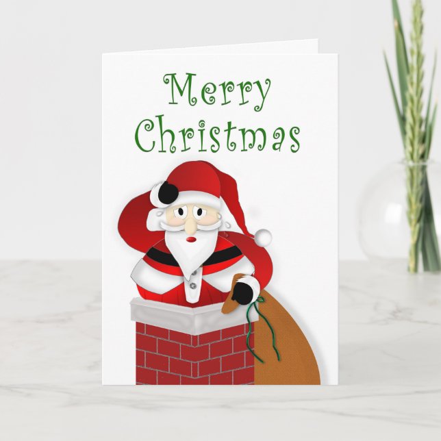 Weihnachten, Fett Santa versucht, den Schornstein  Karte (Vorderseite)