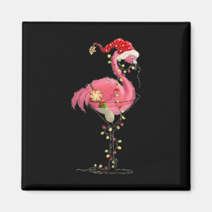 Weihnachten Flamingo in Martini Gl für Tropical Ho Magnet