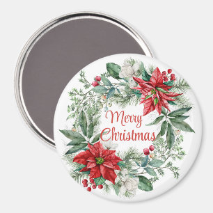 Weihnachten Floral Poinsettia Wreath Frohe Weihnac Magnet