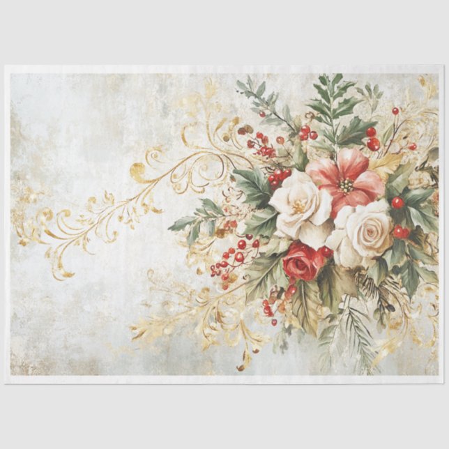 Weihnachten Florals Seidenpapier (Vorderseite)