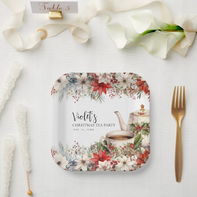 Weihnachten Florentiner Nachmittag Tea Feiertag Pappteller (Hochzeit)