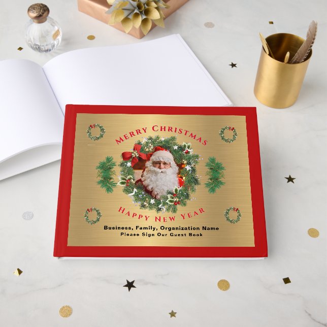 Weihnachten Foto frohe Weihnachten Neues Jahr pers Gästebuch (Vorderseite Offen)