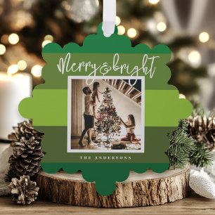 Weihnachten Foto Grüne Streifen Urlaub Ornament Karte