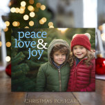 Weihnachten Foto - Moderne Liebe des Friedens und<br><div class="desc">Eine einfache Karte mit einer traditionellen Nachricht. Benutzen Sie für dieses Foto ein komplettes Thema auf der rechten Seite.</div>