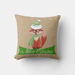 Weihnachten Fox auf Imitaten Burlap Pillow Kissen