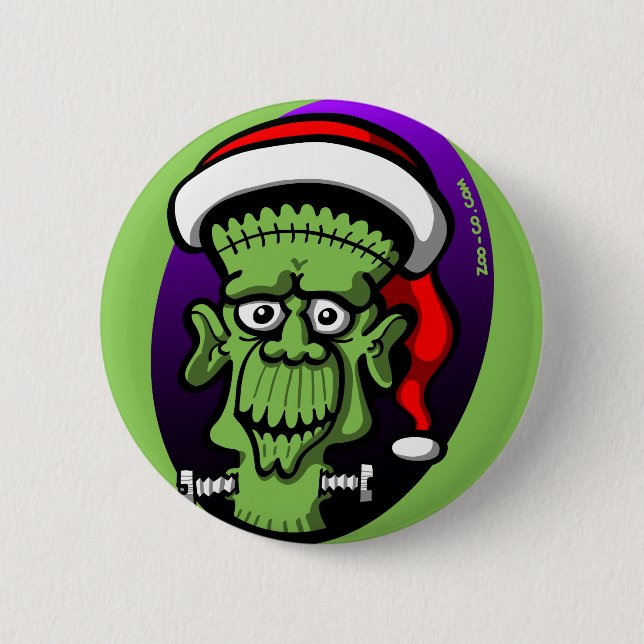 Weihnachten Frankenstein Button (Vorderseite)