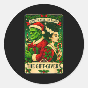 Weihnachten Frankenstein und Braut Die Liebenden T Runder Aufkleber