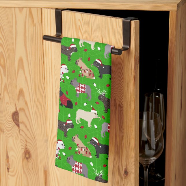 Weihnachten Französisch Bulldog Küchentuch (Drittel gefaltet)