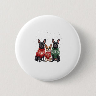 Weihnachten Französisch Bulldogs Xmas Frenchie Dog Button