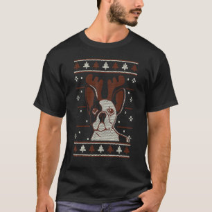 Weihnachten Französische Bulldogge Pug Nikolausmüt T-Shirt