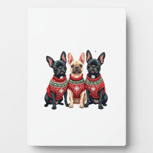 Weihnachten Französische Bulldoggen Xmas Frenchie  Fotoplatte