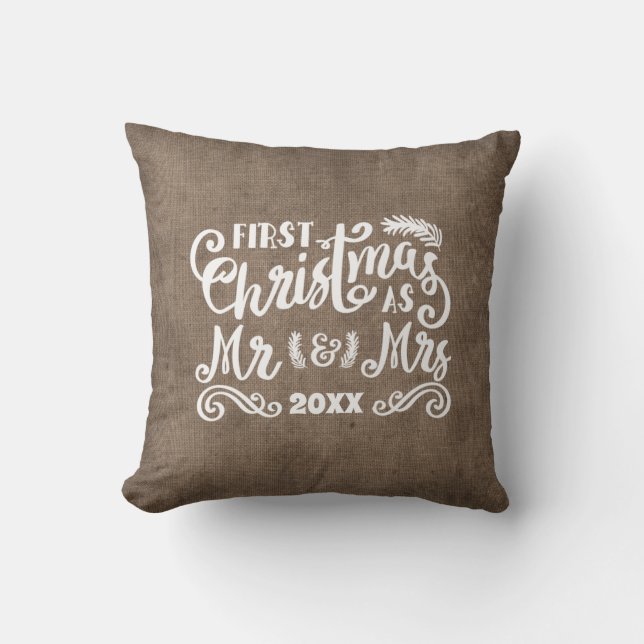 Weihnachten Frau Rustic Country Burlap Kissen (Vorderseite)