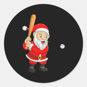Weihnachten Frauen Santa spielt Baseball Xmas Lust Runder Aufkleber